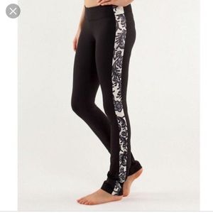 Lululemon floral lace stripe leggings tights 6